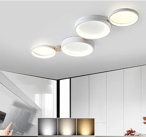 Miniatura 17 de Lámpara de techo LED de 3 luces, 22 pulgadas, moderna lámpara de techo empotrada de madera de 20 W regulable para sala de estar, dormitorio, cocina,