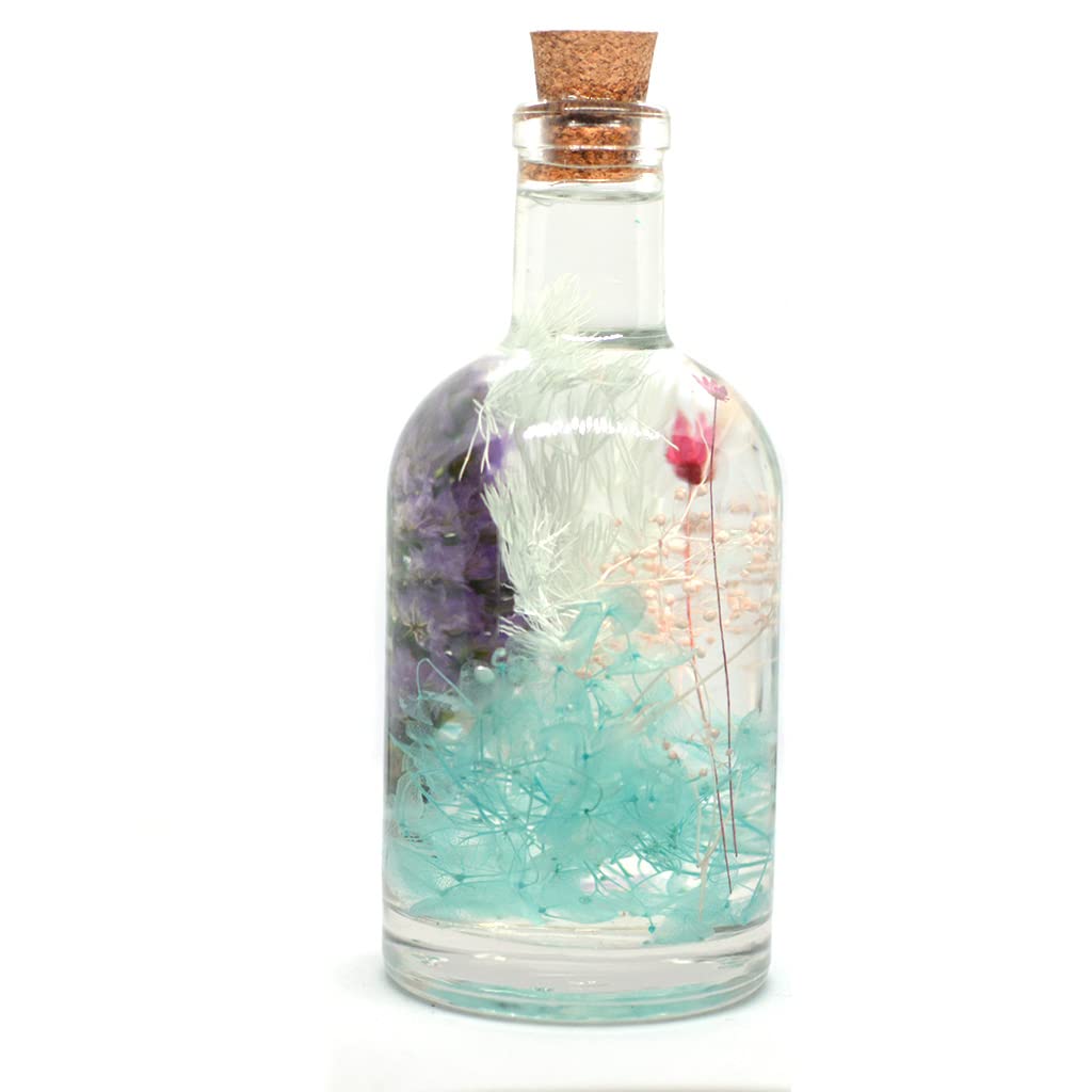 myBageechaFrolicking Blues Preserved Tabletop Natural Long Lasting Beautiful Real Flower Home Interior Decor Desk Mini Garden Decoration Herbarium Eco-Friendly Gift Glass 17.5cm x 7cm