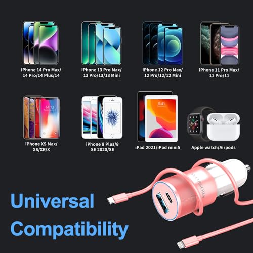 Cargador de coche rápido USB C para tus viajes diarios con iPhone 13 y 14 Pro Max 6