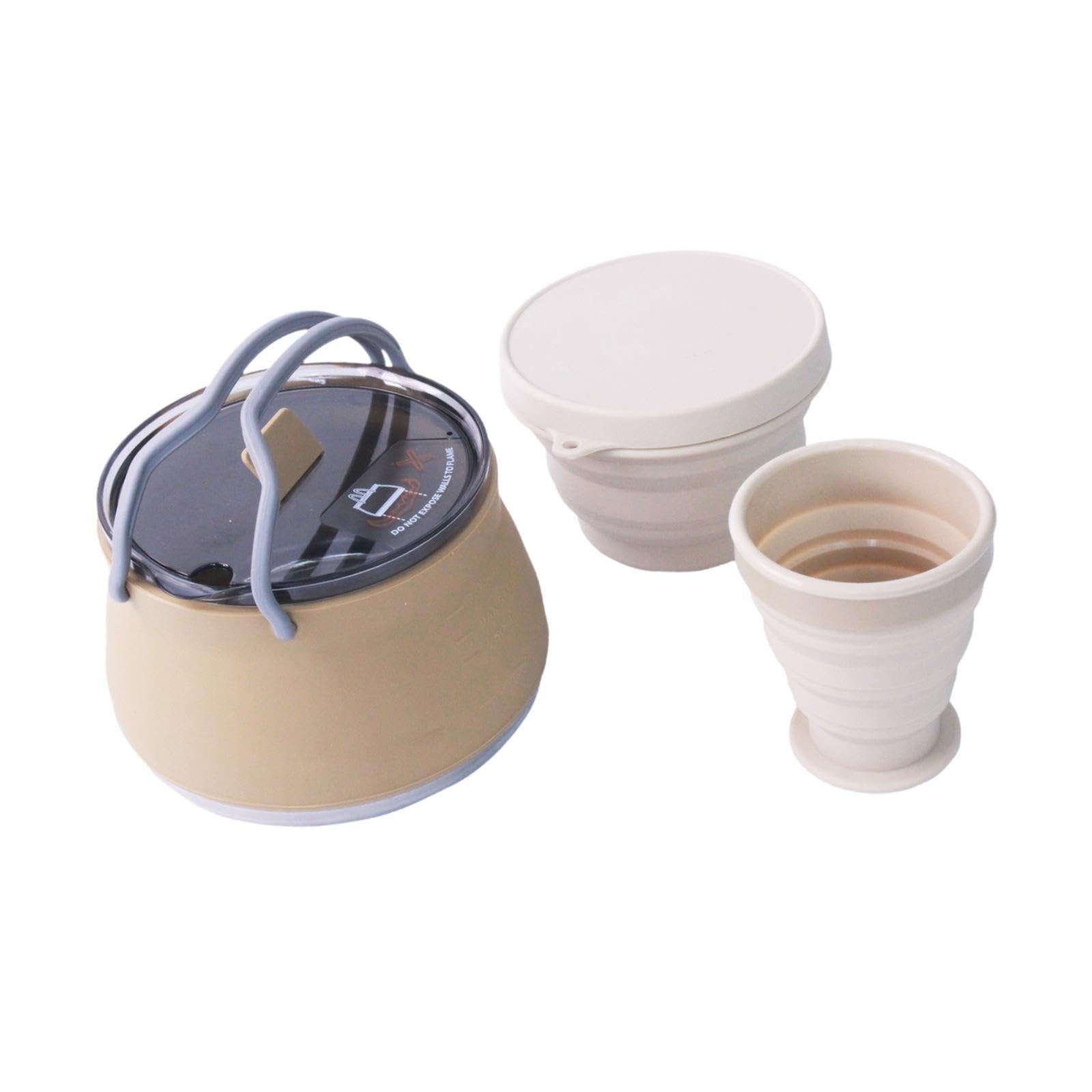 Yiju Compact Kettle for Camping with Teapot and Cup for Outdoor Use, Khaki