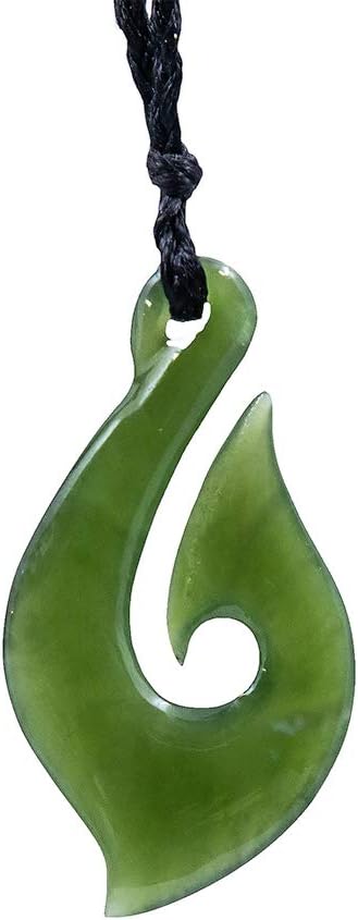 Jade Hand Carved Fish Hook Necklace - Small Y