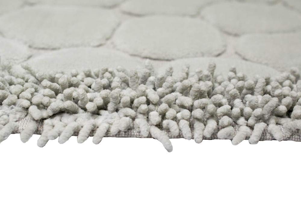 CARPETIA Set di Tappeti Bagno 2 Pezzi Design Pietre Antiscivolo Lavabile - Grigio Größe 50x60cm + 60x100 cm