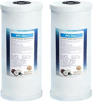 2 10-inch Large PPC Composite Filter cartridges, Measuring 4.5 x 10 in, with 1-Micron Filtration, Suitable Whole-House Water pre-Filters high Flow RO Systems