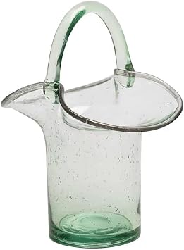 Glass Basket Vase Clear Totebag Flower Vases with Bubble Hand Blown Purse Vase Fish Bowl with Handles Small Fish Tank for Home Living Room Decor