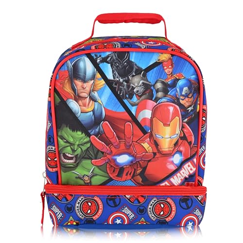 Fast Forward Marvel Avengers Lunch Box for Kids | Insulated Lunch Bag Lunch Box for Boys, Girls, Toddlers | Avengers Blue Reusable Lunchbox