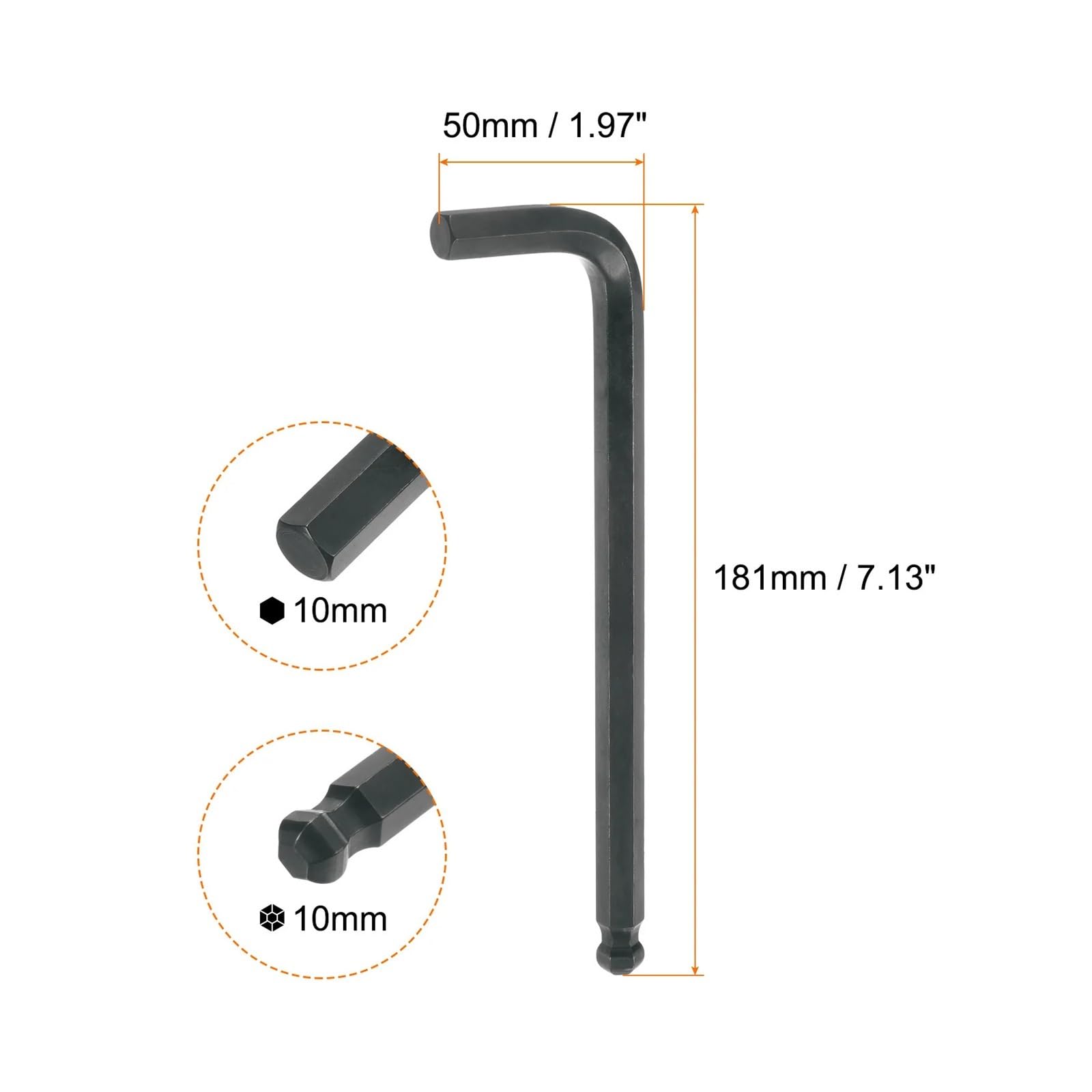 Genérico 2/4 Uds llave hexagonal con extremo de bola 1,5/2/2,5/3/4/5/6/8/10mm herramienta reparación llaves hexagonales brazo largo en forma L, Compatible for del hogar(8mm,2pcs)