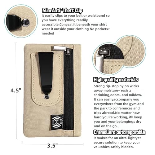Image of RFID Hidden Clip Stash Money Belt - Ultra Thin Anti-Theft Travel Pouch with Credit Card Slots for Women /Men, Perfect for International Travel, Daily Commute & Outdoor Activities (Green)