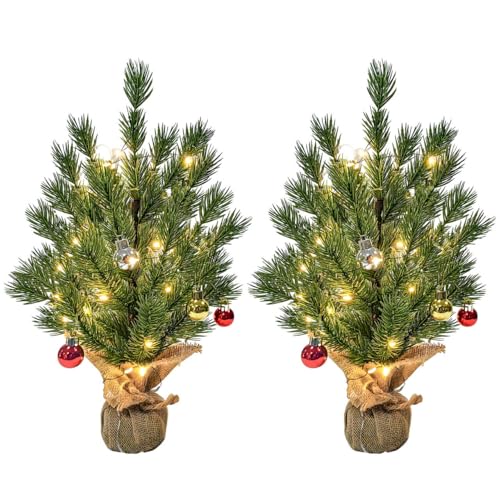 Amzxart 2 Pack Artificial Christmas Tree, Christmas Tree Decorations Lights Outdoor Waterproof, Xmas Tree Lights for Garden Yard Walkway Decoration