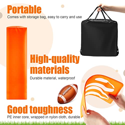 16 Pcs Football Yard Markers Set Include 11 Football Field Yard Line Markers High Visibility 4 Weighted Football End Zone Pylons with Carrying Bag for Football Training Sporting Equipments, Orange