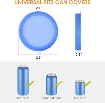 Aieve Silicone Soda Can Lids, Reusable Can Covers/Toppers for Soda, Can Saver for Soda, Pop, Coke, Beverage, Fits Slim Standard Mini Cans (6 Pack, Assorted, BPA-Free)