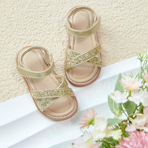 Image of Otter MOMO Girls Open Toe Princess Flat Sandals with Comfort Sole Summer Sandals