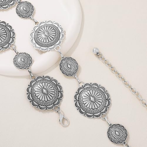 XZQTIVE Silver/Gold Concho Chain Belt for Women - Western Cowgirl Belt for Dresses, Jeans, Country Concert Outfit2