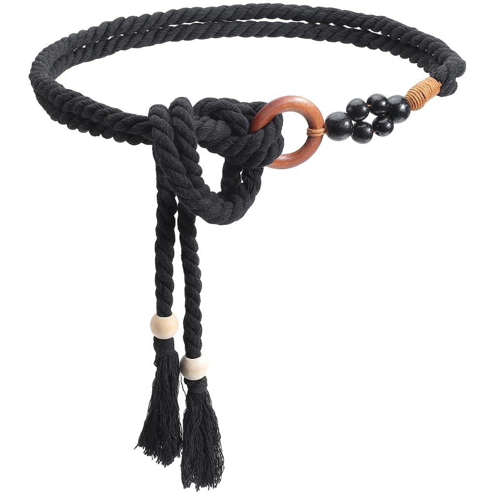 CRASPIRE Black Bohemian Belt Boho Rope Waist Wrap Handmade  display picture 1