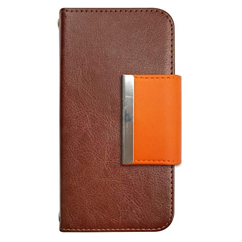 sslink iPhone17 Pro Max アイフォン17プロマックス 対応 ケース 手帳型 スマホケース 四角フレームデコ(オレンジ) ベルト きせかえ belty おしゃれ (カバー色ブラウン) ダイアリータイプ 横開き カード収納 フリップ カバ