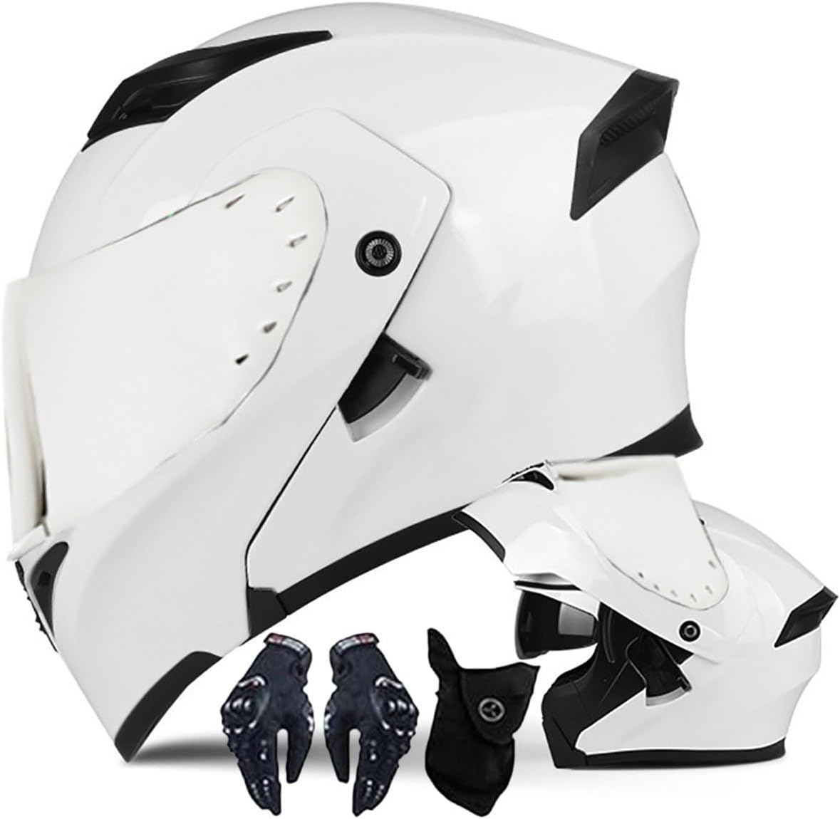Motorcycle Helmet Full Face Helmet Flip-Up Helmet with Double Sun Visor Motorcycle Men Women Modular Helmet for Adults Moped Street Scooter Bike Cruiser ECE Approved 57-64 cm