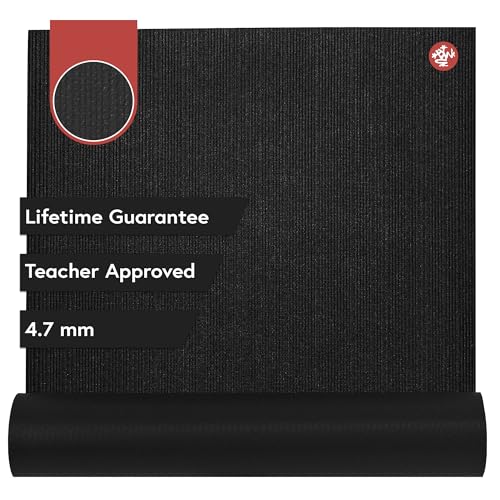 Manduka PROlite Yoga Mat 71' - 4.7mm | Lifetime Durability | Hygienic Construction | Teacher Approved | 71 x 24 inches | Black