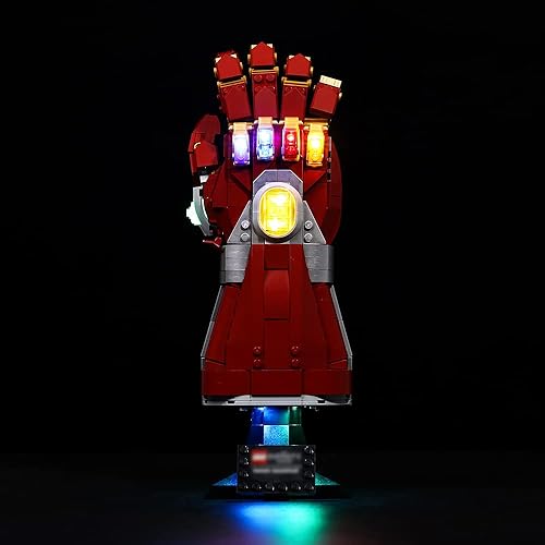 Kyglaring Kit de iluminación LED diseñado para Lego Nano Gauntlet 76223 (sin modelo) y juego de luces compatible con réplica Iron Man Gauntlet Model