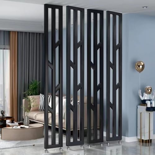 DIY Raumteiler Bildschirm, Freistehende Lamellenwand, Metall-Trennwand Mit Verstellbarem Fuß, für Home Office Hintergrund Bekleidungsgeschäfte Live-Streaming(Black,85cm/33.5in/2.79ft)