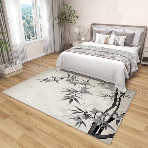 Tapis de salon lavable style chinois doux moderne 160x230cm avec dessous antidérapant