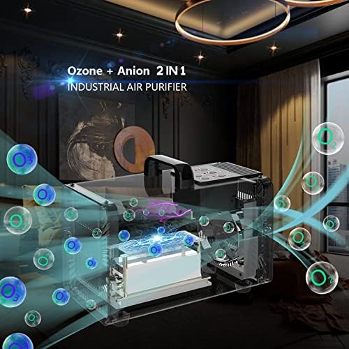 AIRAS Digital Ozone Generator & Negative Ion Generator 2-in-1 Air Purifier 6,000mg/h, Ozone Machine with Daily Cycle Function, Smoke Smell Remover Odor Eliminator for Home and Car (Yellow)