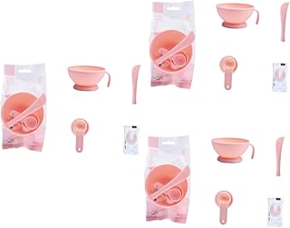 فوميز. مجموعة اوعية تجميل للوجه مكونة من 3 مجموعات من الحبيبات التي تصنعها بنفسك، اداة مستحضرات التجميل ومراقب تاثير الاضاءة وخلط السطوع وكوب قياس وملعقة للوجه، زهري