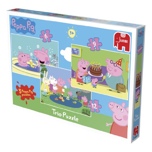 Jumbo Peppa Pig Trio Puzzle da 6, 9 e 12 Pezzi