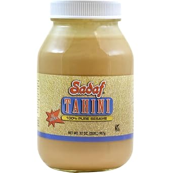Sadaf Sesame Tahini Paste - 100% Pure Sesame Paste from ground sesame seeds - Tahini paste for Hummus, Baba Ghanoush and Dressings - Sesame Butter - 32 oz