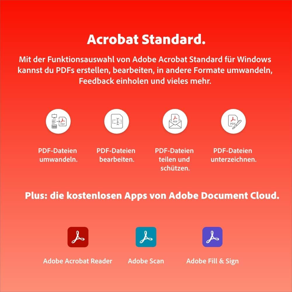 Adobe Acrobat Standard | PDF-Erstellung & Bearbeitung | 1 Jahr | WIN/MAC|Download | Aktivierungscode per Email