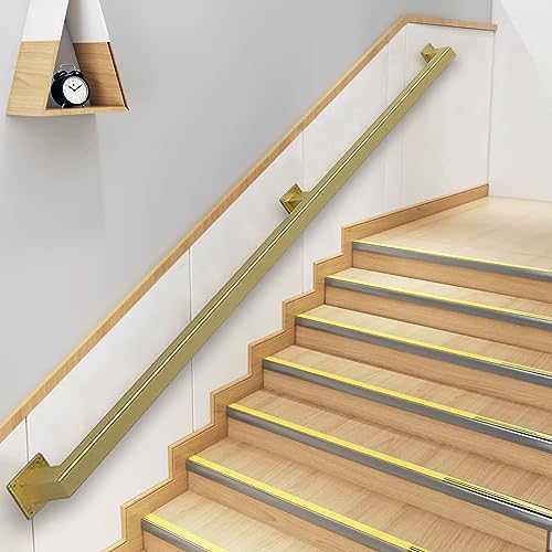 Main courante d'escalier dorée, balustrades murales en métal pour loft et couloir