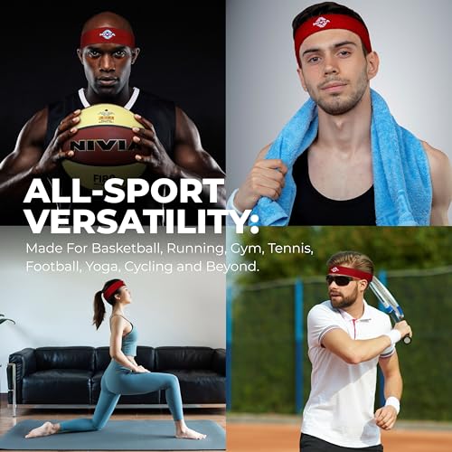 Image of Nivia Headband for Men & Women, Moisture Wicking, for Gym & Fitness, Cotton Headband for Sports - Red
