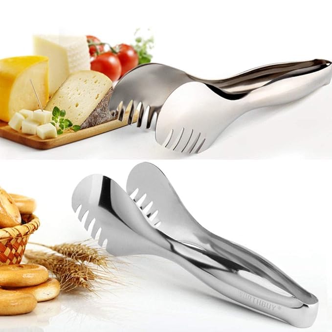 BuyWeek Pinze da Cucina, 5 Pezzi Pinze da Barbecue in Acciaio Inossidabile Pinza per Servire per Cucinare (Argento 17,8 cm