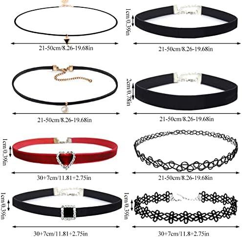 EQLEF Lace Choker Necklace Set, Gothic Pendant Necklace Tattoo Choker for Women Teens Girls White and Black