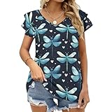 Diseño: abraza la ropa de moda con nuestro clásico diseño de cuello en V complementado con elegantes mangas con volantes. Este elegante diseño de camisetas para mujer Green Dragonfly 1 Print mejora tu silueta y añade un toque de elegancia a las camisetas gráficas para mujer. Perfectamente diseñado para mantenerte a la moda con cada uso