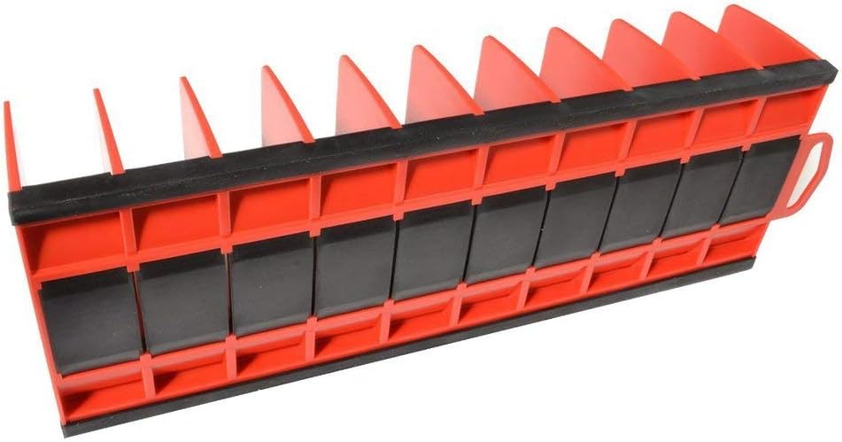 MLTOOLS Made in USA Professional 1-pack 10-Slot Tool Organizer, Red Plastic Storage Rack, Holds Pliers and Hand Tools, Non-Slip Rubber Base, Plier Pro