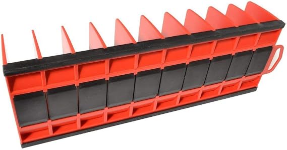 MLTOOLS Made in USA Professional 1-pack 10-Slot Tool Organizer, Red Plastic Storage Rack, Holds Pliers and Hand Tools, Non-Slip Rubber Base, Plier Pro