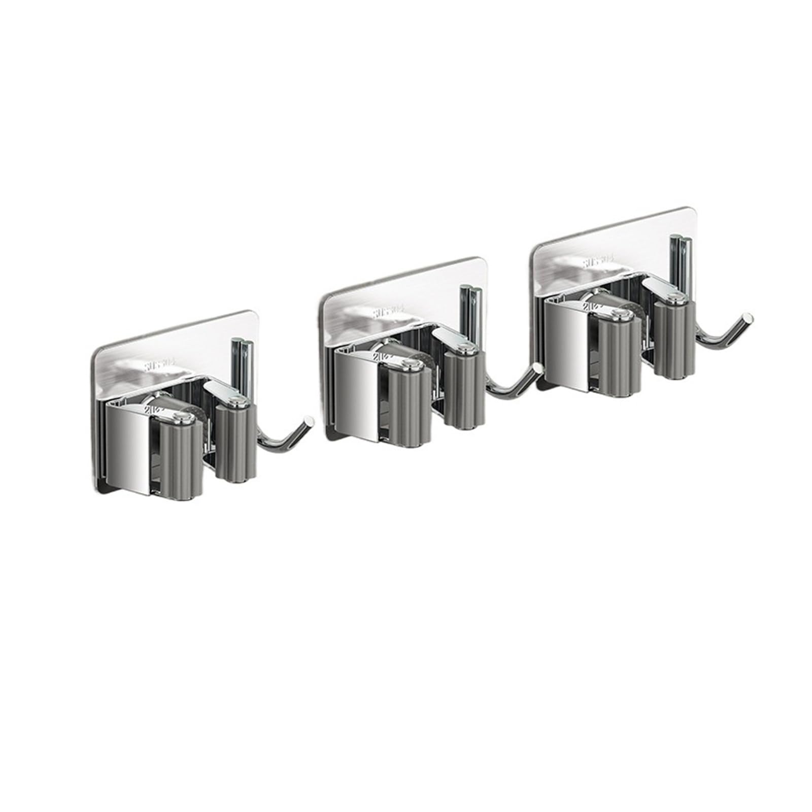 Zguouzantye 3Pcs Silvery B 1 Wall Mount Rack For Mop Broom Storage