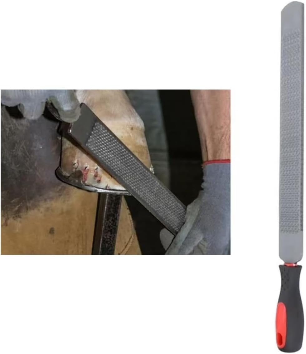 18 Inch Hoof Rasp & 14 Inch Farrier Rasp File with Rubber Handle, 2 Pack Rasp File, 18 and 14 Inch, Strong Carbon Steel Farrier File Tool, Suitable for Horse/Goat/Cow/Donkey/Animal Hooves