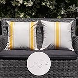 ONWAY Outdoor Pillow Covers Waterproof 20x20 Set of 2 Decorative Linen Throw Pillow Cover Beige and Yellow Striped Outdoor Pillows for Patio Furniture