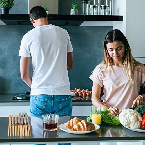 Range-couteaux horizontal en bambou pour bloc couteaux de cuisine compact - 3