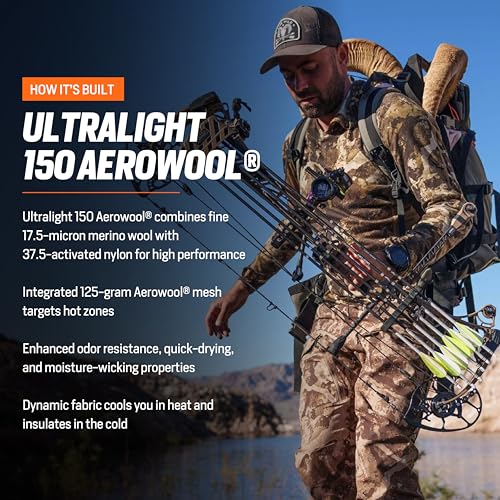 First Lite Men’s Wick Hoody - Merino Wool Ultralight Camo Hunting Base Layer, Quick Dry, UV Protection Hunting Clothing4