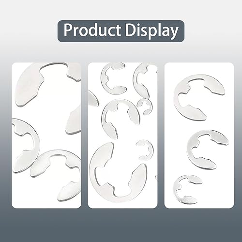 Miniatura 6 de 120 anillos de retención externos, kit surtido de clips electrónicos de acero inoxidable, 10 tamaños de anillos de retención externos