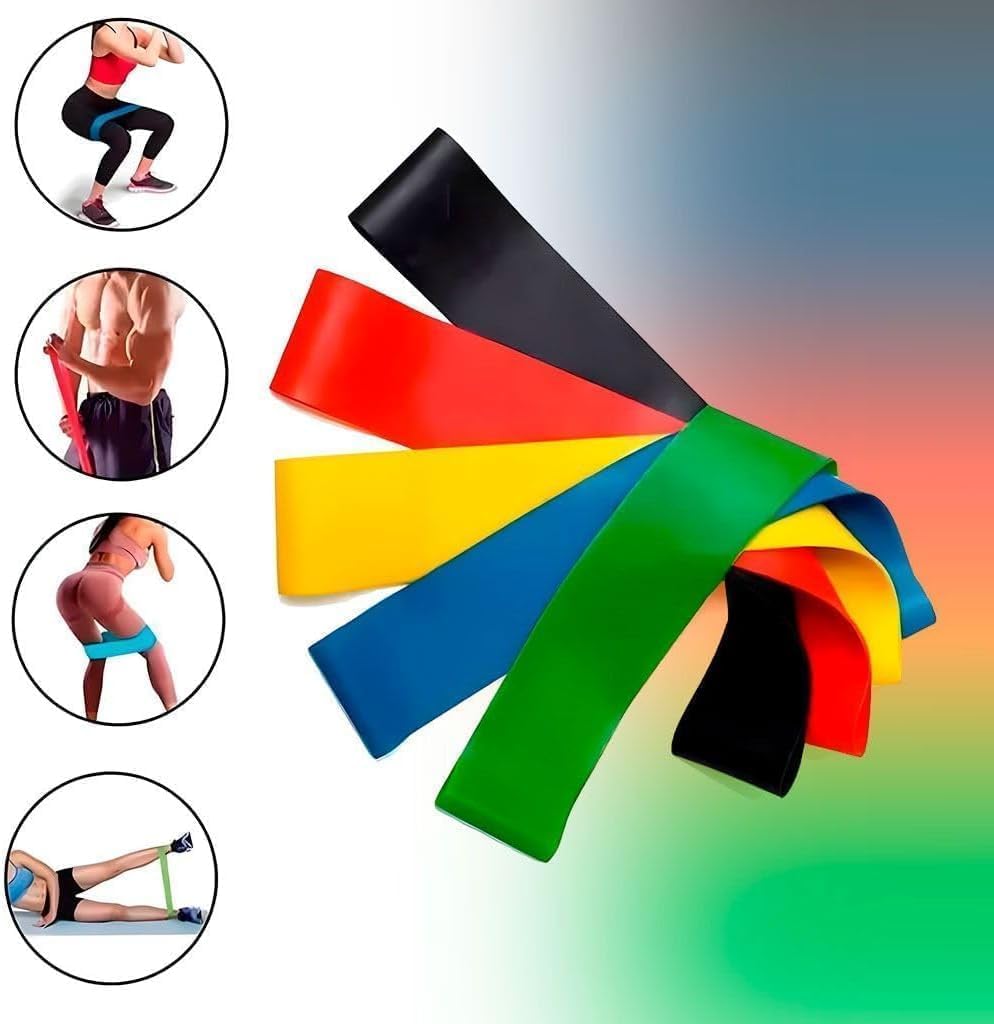 Faixas Elásticas para Exercícios, Kit com 5 Bandas de Resistência para Tonificação Muscular, Treinamento Físico, Perda de Peso, Alongamento e Yoga