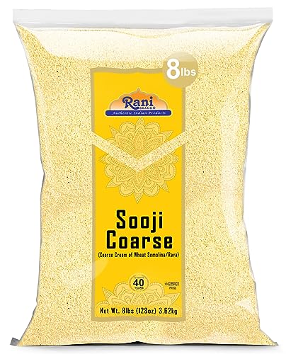 Rani Sooji Coarse (Farina, Suji, Rava, Rawa, Wheat Semolina) Flour 128Oz (8Lbs) 3.63Kg Bulk ~ All Natural | Vegan | Non-Gmo | Indian Origin #TOP24