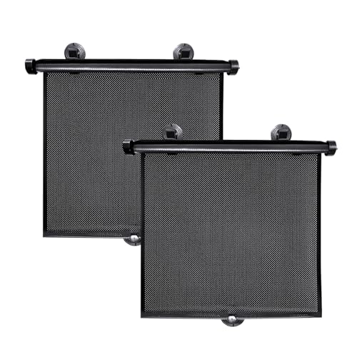 Image of Bercicci 2 Pack Window Sun Shades Retractable Car Curtains Window Covers Protect Baby Kids Sun Shade for Car Window UV and Sun Glare Protection Accessories 16" x 18" (Standard)