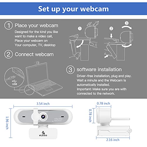 Image of NexiGo N660P (Gen 2) 1080P 60FPS Webcam with Software Control, Dual Microphone & Cover, Autofocus, HD USB Computer Web Camera, for OBS /Zoom /Skype /FaceTime /Teams /Twitch, White
