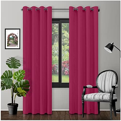 Eyelet Top Blackout Curtains Large Door Thermal Insulated Panels For Bedroom/Living Room, Black, 90X90 Inch