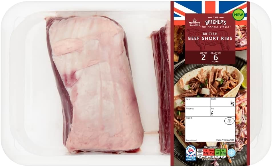 Morrisons Market Street Butcher's Butcher's British Beef Short Ribs (0.4kg - 1kg, typically 0.6kg)