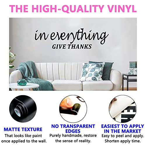 Wall Decal For Bedroom, Kitchen Wall Stickers, Quotes Dining Room Bathroom Living Room Inspirational Family Bible Verse Christian Scripture Church Prayer Faith God Religious Lord Jesus Sayings Words Sign Farmhouse Blessed Grateful Vinyl Art Decor Home Stickers, In Everything Give Thanks 25"X7" #TOP1