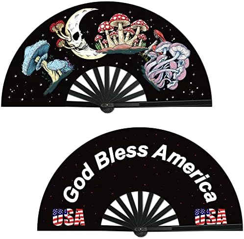 Riccioofy Large Rave Folding Clack Handheld Fan for Men/Women Hand Fan for Dance Music Festival Party, Performance, Decorations, Gift