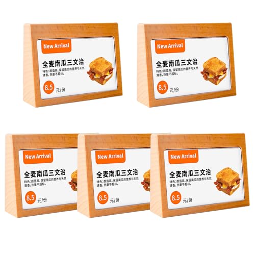 Haloy プライスカード立て プライススタンド プライスカードスタンド カード立て 透明 木製 値札 値札立て 値札スタンド 販促用品 店舗 セール商品 値段表示 価格表示 プライス タグ (5, 90mm×54mm)